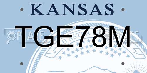 TGE78M Kansas License Plate