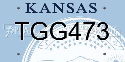 TGG473 Kansas License Plate