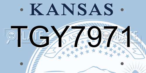 TGY7971 Kansas License Plate