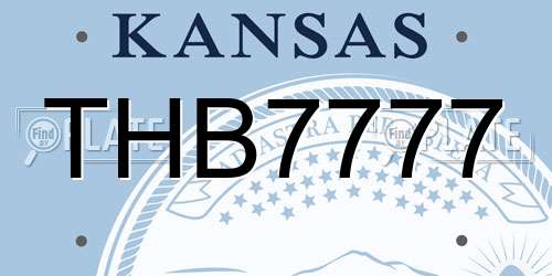 THB7777 Kansas License Plate