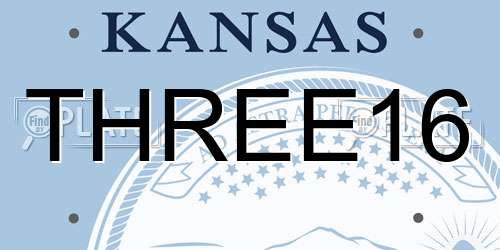 THREE16 Kansas License Plate