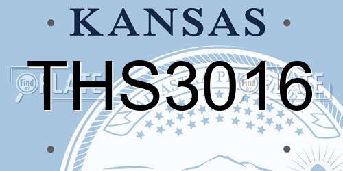 THS3016 Kansas License Plate