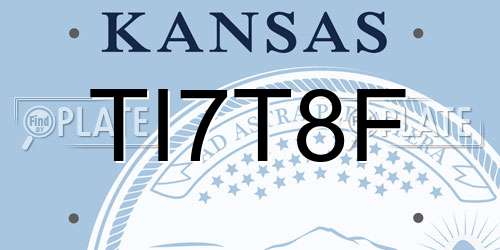 TI7T8F Kansas License Plate