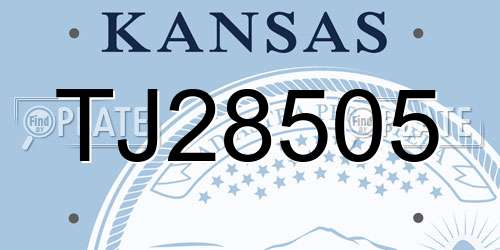 TJ28505 Kansas License Plate