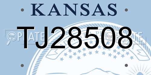 TJ28508 Kansas License Plate