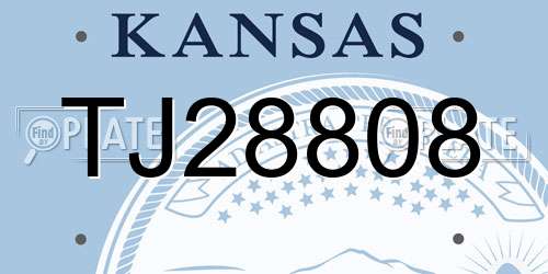 TJ28808 Kansas License Plate