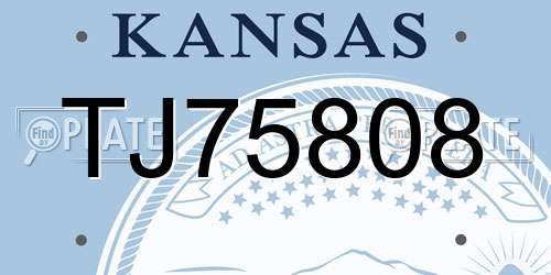TJ75808 Kansas License Plate