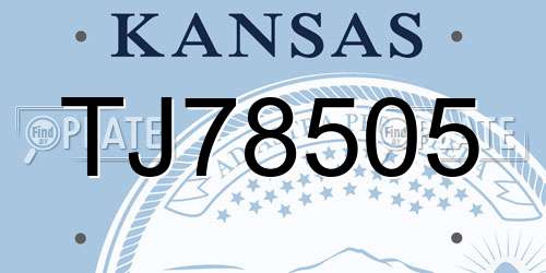 TJ78505 Kansas License Plate