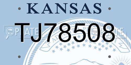 TJ78508 Kansas License Plate