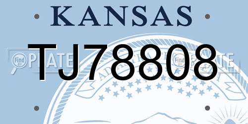 TJ78808 Kansas License Plate