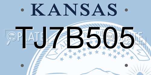 TJ7B505 Kansas License Plate