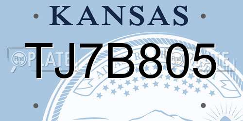 TJ7B805 Kansas License Plate