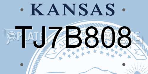 TJ7B808 Kansas License Plate