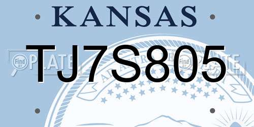 TJ7S805 Kansas License Plate