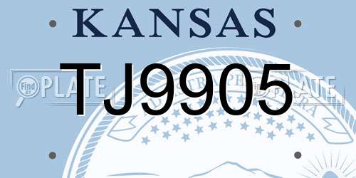 TJ9905 Kansas License Plate