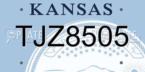 TJZ8505 Kansas License Plate