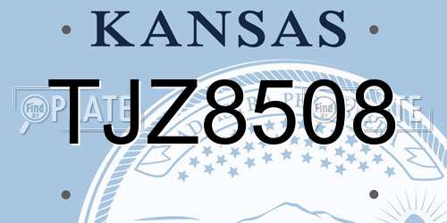 TJZ8508 Kansas License Plate