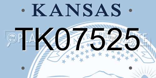 TK07525 Kansas License Plate