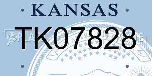 TK07828 Kansas License Plate