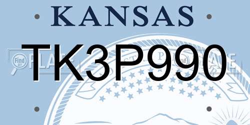 TK3P990 Kansas License Plate