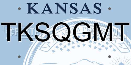 TKSQGMT Kansas License Plate