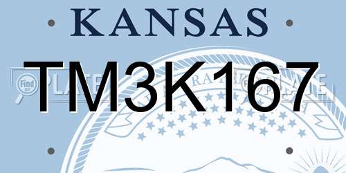 TM3K167 Kansas License Plate