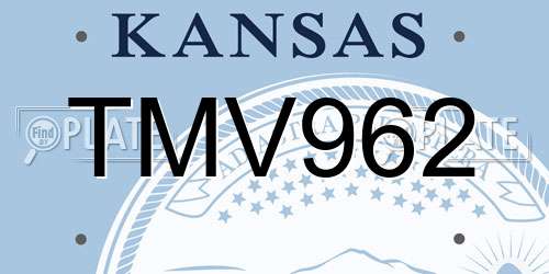 TMV962 Kansas License Plate