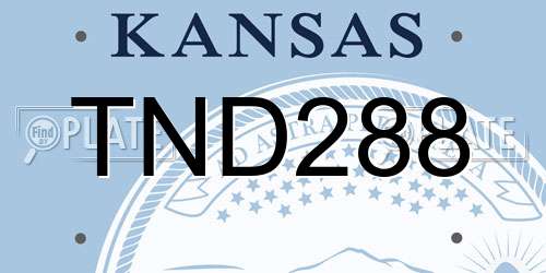 TND288 Kansas License Plate