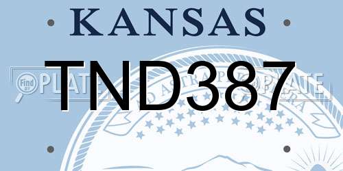 TND387 Kansas License Plate