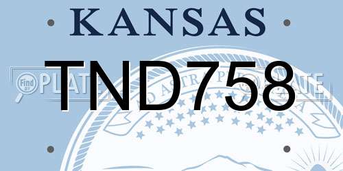 TND758 Kansas License Plate