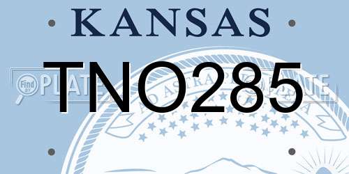 TNO285 Kansas License Plate