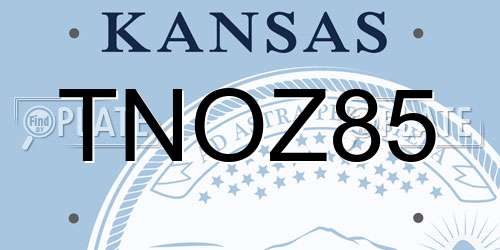 TNOZ85 Kansas License Plate
