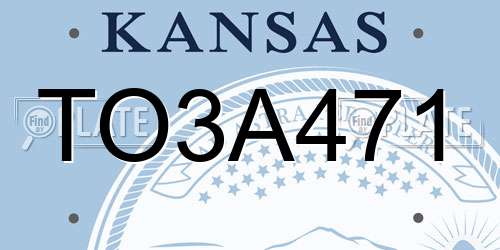 TO3A471 Kansas License Plate