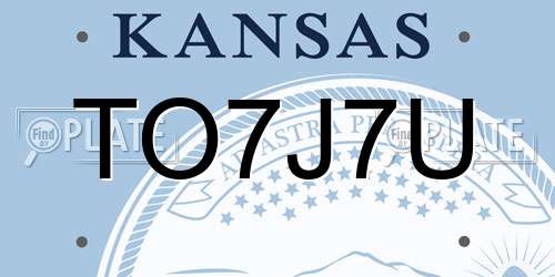 TO7J7U Kansas License Plate