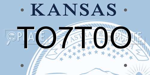 TO7T0O Kansas License Plate