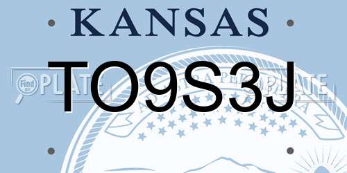 TO9S3J Kansas License Plate