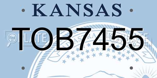 TOB7455 Kansas License Plate