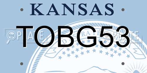 TOBG53 Kansas License Plate