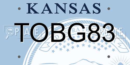 TOBG83 Kansas License Plate