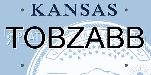 TOBZABB Kansas License Plate