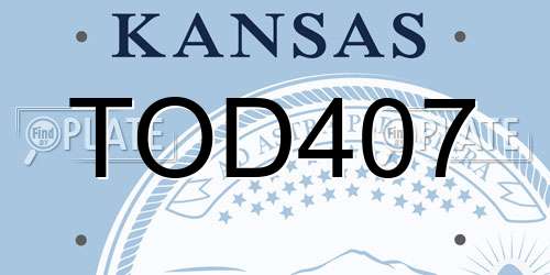 TOD407 Kansas License Plate