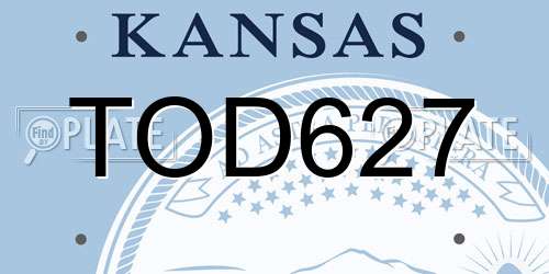 TOD627 Kansas License Plate