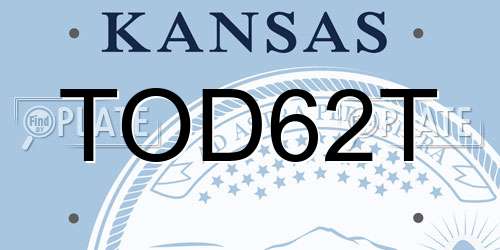 TOD62T Kansas License Plate