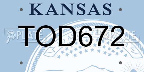 TOD672 Kansas License Plate