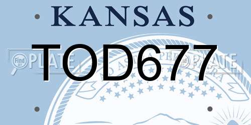 TOD677 Kansas License Plate