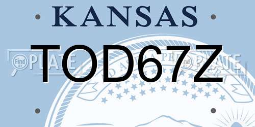 TOD67Z Kansas License Plate