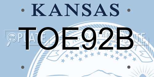 TOE92B Kansas License Plate