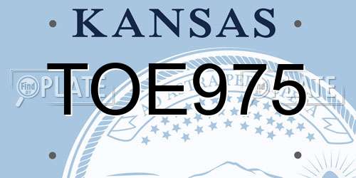 TOE975 Kansas License Plate