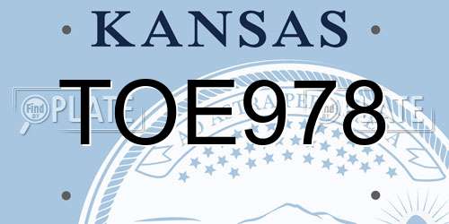 TOE978 Kansas License Plate