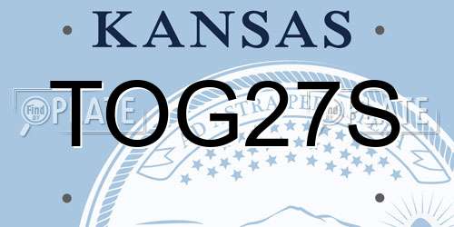 TOG27S Kansas License Plate